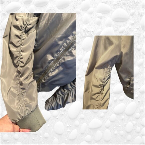 Light Green Bomber Jacket with shirred detail on sleeves - NWOT - Picture 3 of 8